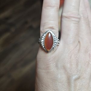 Vintage 925 sterling ring with amber colored stone.